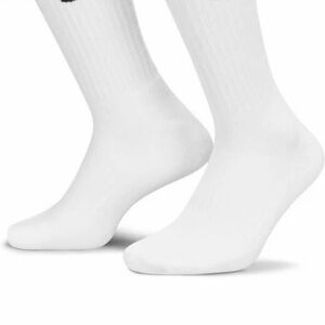 Nike White Crew Athletic Socks with Small Black Swoosh